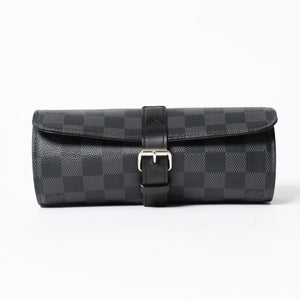 新品同様品 LOUISVUITTON ルイヴィトン ダミエグラフィット エテュイ 3 モントル 腕時計ウォッチケース N41137 ブラック ロゴ 小物 中古 4a005043