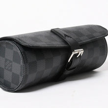 画像をギャラリービューアに読み込む, 新品同様品 LOUISVUITTON ルイヴィトン ダミエグラフィット エテュイ 3 モントル 腕時計ウォッチケース N41137 ブラック ロゴ 小物 中古 4a005043