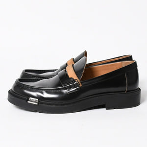 極美品 MAISON MARGIELA メゾンマルジェラ Decortique ローファー シューズ S57WR0150 P7554 カーフレザー サイズ44 ブラック 中古 4a005226