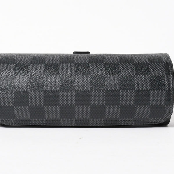 新品同様品 LOUISVUITTON ルイヴィトン ダミエグラフィット エテュイ 3 モントル 腕時計ウォッチケース N41137 ブラック ロゴ 小物 中古 4a005043