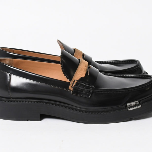 極美品 MAISON MARGIELA メゾンマルジェラ Decortique ローファー シューズ S57WR0150 P7554 カーフレザー サイズ44 ブラック 中古 4a005226