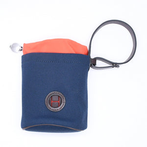 極美品 HERMES エルメス トリーツポーチ キャンバス ネイビー オレンジ シルバー金具 巾着 B刻印 中古 4a004802