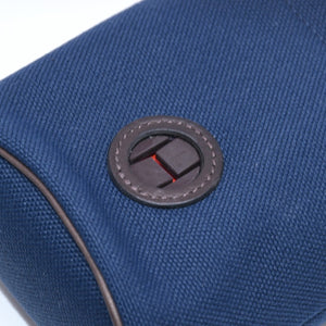 極美品 HERMES エルメス トリーツポーチ キャンバス ネイビー オレンジ シルバー金具 巾着 B刻印 中古 4a004802