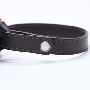 極美品 HERMES エルメス トリーツポーチ キャンバス ネイビー オレンジ シルバー金具 巾着 B刻印 中古 4a004802