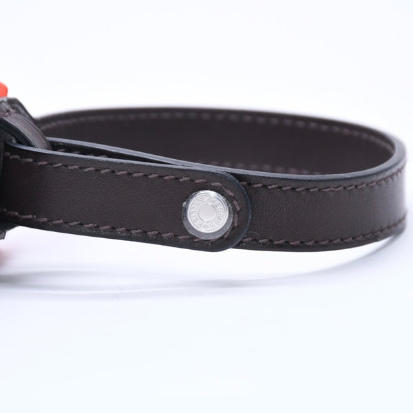 極美品 HERMES エルメス トリーツポーチ キャンバス ネイビー オレンジ シルバー金具 巾着 B刻印 中古 4a004802