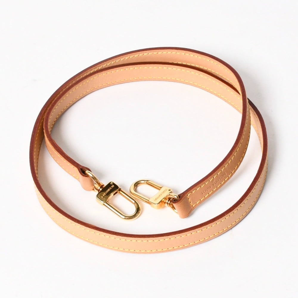 極美品 LOUIS VUITTON ルイヴィトン ショルダーストラップ LVロゴ ヌメ革 ブラウン ゴールド金具 中古 4a005058