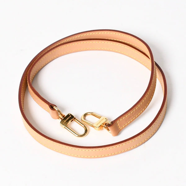 極美品 LOUIS VUITTON ルイヴィトン ショルダーストラップ LVロゴ ヌメ革 ブラウン ゴールド金具 中古 4a005058