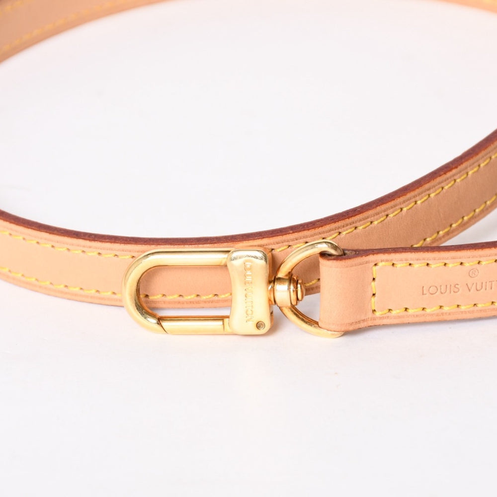 極美品 LOUIS VUITTON ルイヴィトン ショルダーストラップ LVロゴ ヌメ革 ブラウン ゴールド金具 中古 4a005058