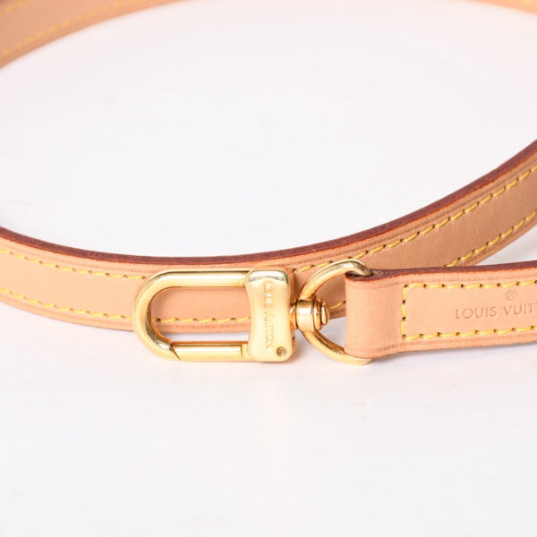 極美品 LOUIS VUITTON ルイヴィトン ショルダーストラップ LVロゴ ヌメ革 ブラウン ゴールド金具 中古 4a005058