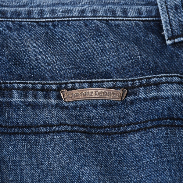 極美品 CHROME HEARTS クロムハーツ カーペンター デニムパンツ クロスボールボタン スクロールラベル インディゴ 36サイズ 中古 4a005232