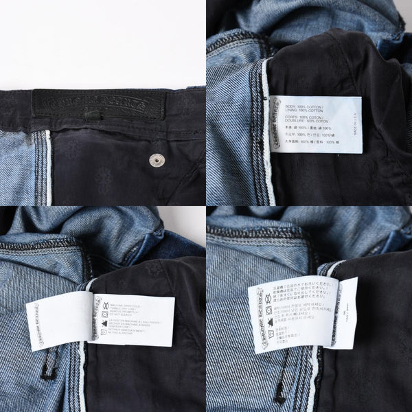 極美品 CHROME HEARTS クロムハーツ カーペンター デニムパンツ クロスボールボタン スクロールラベル インディゴ 36サイズ 中古 4a005232