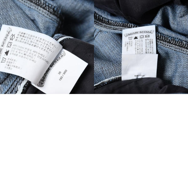 極美品 CHROME HEARTS クロムハーツ カーペンター デニムパンツ クロスボールボタン スクロールラベル インディゴ 36サイズ 中古 4a005232