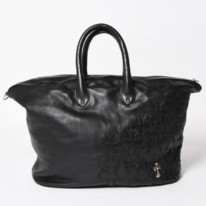 極美品 CHROME HEARTS クロムハーツ GILLES ジル ボストンバッグ セメタリークロスパッチ 22パッチ CHクロス装飾 ブラック 中古 4a005186