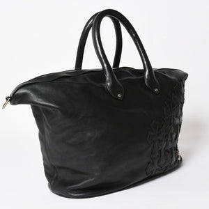 極美品 CHROME HEARTS クロムハーツ GILLES ジル ボストンバッグ セメタリークロスパッチ 22パッチ CHクロス装飾 ブラック 中古 4a005186