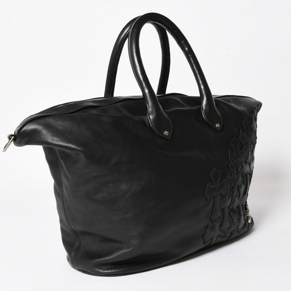 極美品 CHROME HEARTS クロムハーツ GILLES ジル ボストンバッグ セメタリークロスパッチ 22パッチ CHクロス装飾 ブラック 中古 4a005186