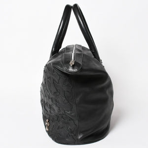 極美品 CHROME HEARTS クロムハーツ GILLES ジル ボストンバッグ セメタリークロスパッチ 22パッチ CHクロス装飾 ブラック 中古 4a005186
