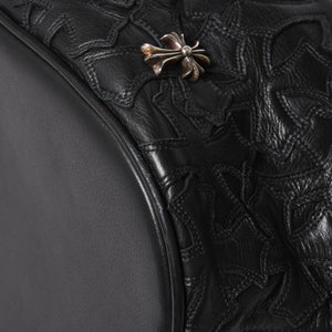 極美品 CHROME HEARTS クロムハーツ GILLES ジル ボストンバッグ セメタリークロスパッチ 22パッチ CHクロス装飾 ブラック 中古 4a005186
