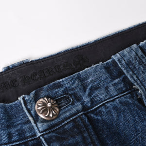 極美品 CHROME HEARTS クロムハーツ カーペンター デニムパンツ クロスボールボタン スクロールラベル インディゴ 36サイズ 中古 4a005232