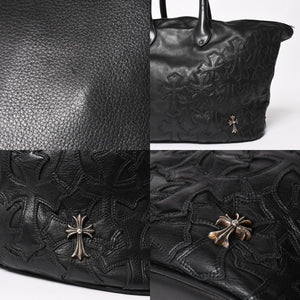 極美品 CHROME HEARTS クロムハーツ GILLES ジル ボストンバッグ セメタリークロスパッチ 22パッチ CHクロス装飾 ブラック 中古 4a005186