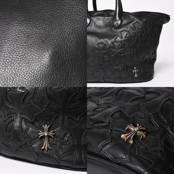 極美品 CHROME HEARTS クロムハーツ GILLES ジル ボストンバッグ セメタリークロスパッチ 22パッチ CHクロス装飾 ブラック 中古 4a005186