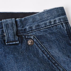 極美品 CHROME HEARTS クロムハーツ カーペンター デニムパンツ クロスボールボタン スクロールラベル インディゴ 36サイズ 中古 4a005232