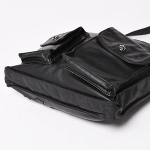 CHROME HEARTS クロムハーツ F-SLINGER レザーショルダーバッグ ダガージップ CHプラス クロスボール セメタリークロスパッチ ブラック レザー シルバー925 美品 中古 4a005233