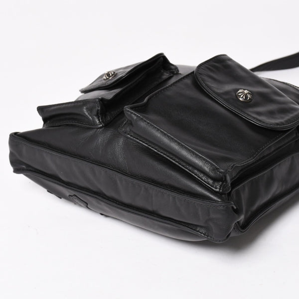 CHROME HEARTS クロムハーツ F-SLINGER レザーショルダーバッグ ダガージップ CHプラス クロスボール セメタリークロスパッチ ブラック レザー シルバー925 美品 中古 4a005233