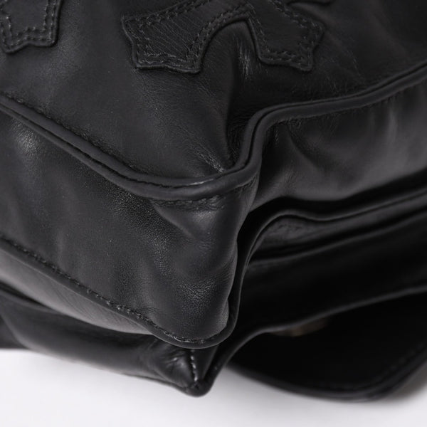 CHROME HEARTS クロムハーツ F-SLINGER レザーショルダーバッグ ダガージップ CHプラス クロスボール セメタリークロスパッチ ブラック レザー シルバー925 美品 中古 4a005233
