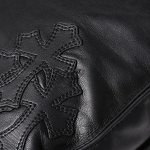 CHROME HEARTS クロムハーツ F-SLINGER レザーショルダーバッグ ダガージップ CHプラス クロスボール セメタリークロスパッチ ブラック レザー シルバー925 美品 中古 4a005233