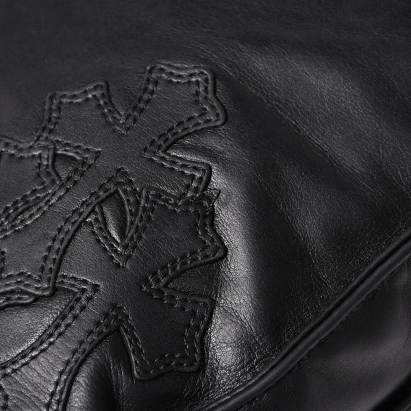 CHROME HEARTS クロムハーツ F-SLINGER レザーショルダーバッグ ダガージップ CHプラス クロスボール セメタリークロスパッチ ブラック レザー シルバー925 美品 中古 4a005233
