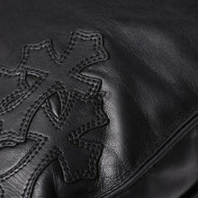 画像をギャラリービューアに読み込む, CHROME HEARTS クロムハーツ F-SLINGER レザーショルダーバッグ ダガージップ CHプラス クロスボール セメタリークロスパッチ ブラック レザー シルバー925 美品 中古 4a005233