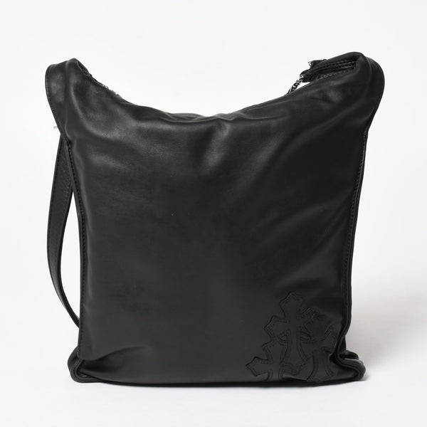CHROME HEARTS クロムハーツ F-SLINGER レザーショルダーバッグ ダガージップ CHプラス クロスボール セメタリークロスパッチ ブラック レザー シルバー925 美品 中古 4a005233