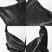 画像をギャラリービューアに読み込む, CHROME HEARTS クロムハーツ F-SLINGER レザーショルダーバッグ ダガージップ CHプラス クロスボール セメタリークロスパッチ ブラック レザー シルバー925 美品 中古 4a005233