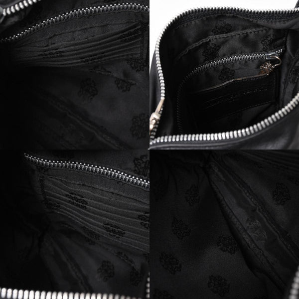 CHROME HEARTS クロムハーツ F-SLINGER レザーショルダーバッグ ダガージップ CHプラス クロスボール セメタリークロスパッチ ブラック レザー シルバー925 美品 中古 4a005233
