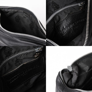 CHROME HEARTS クロムハーツ F-SLINGER レザーショルダーバッグ ダガージップ CHプラス クロスボール セメタリークロスパッチ ブラック レザー シルバー925 美品 中古 4a005233