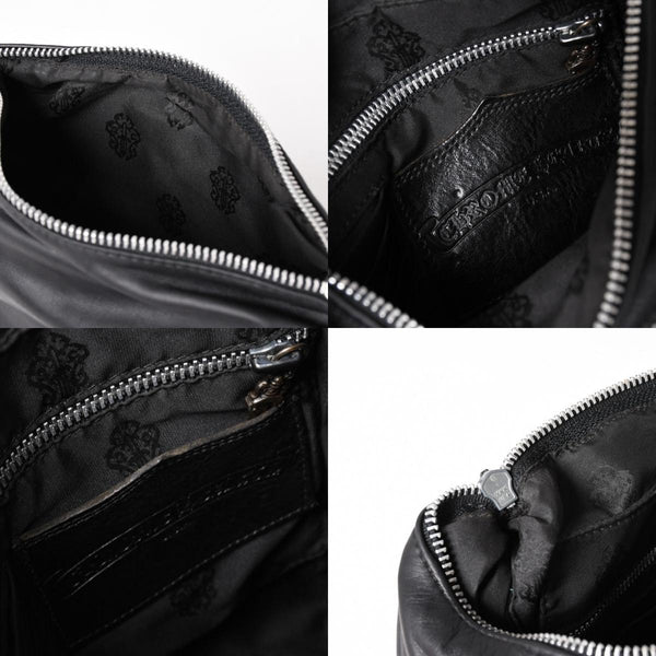 CHROME HEARTS クロムハーツ F-SLINGER レザーショルダーバッグ ダガージップ CHプラス クロスボール セメタリークロスパッチ ブラック レザー シルバー925 美品 中古 4a005233