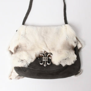 新品未使用 CHROME HEARTS クロムハーツ BAGMAIL BS FLUER メールバッグ BSフレア ショルダーバッグ ヌバック シルバー925 中古 4a005207