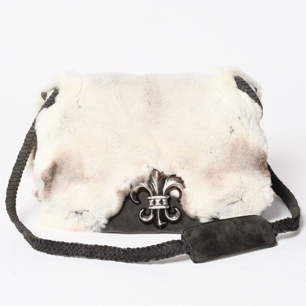 新品未使用 CHROME HEARTS クロムハーツ BAGMAIL BS FLUER メールバッグ BSフレア ショルダーバッグ ヌバック シルバー925 中古 4a005207