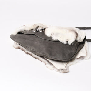 新品未使用 CHROME HEARTS クロムハーツ BAGMAIL BS FLUER メールバッグ BSフレア ショルダーバッグ ヌバック シルバー925 中古 4a005207
