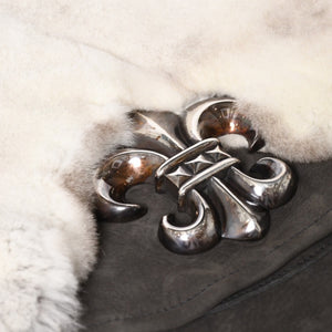 新品未使用 CHROME HEARTS クロムハーツ BAGMAIL BS FLUER メールバッグ BSフレア ショルダーバッグ ヌバック シルバー925 中古 4a005207