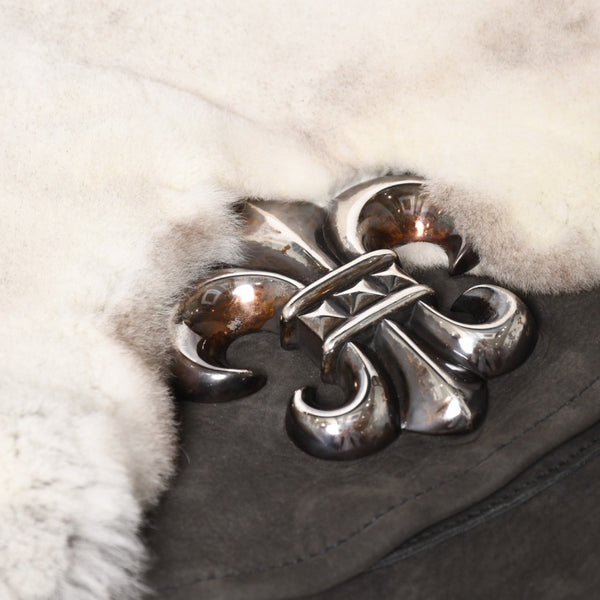 新品未使用 CHROME HEARTS クロムハーツ BAGMAIL BS FLUER メールバッグ BSフレア ショルダーバッグ ヌバック シルバー925 中古 4a005207