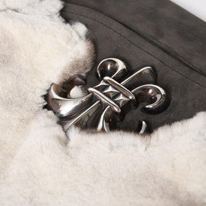 新品未使用 CHROME HEARTS クロムハーツ BAGMAIL BS FLUER メールバッグ BSフレア ショルダーバッグ ヌバック シルバー925 中古 4a005207