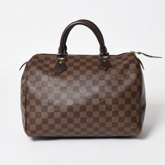極美品 LOUIS VUITTON ルイヴィトン スピーディ30 ハンドバッグ ダミエキャンバス N41531 ゴールド金具 ブラウン 中古 4a005241