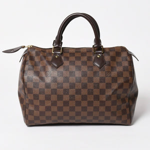 極美品 LOUIS VUITTON ルイヴィトン スピーディ30 ハンドバッグ ダミエキャンバス N41531 ゴールド金具 ブラウン 中古 4a005241