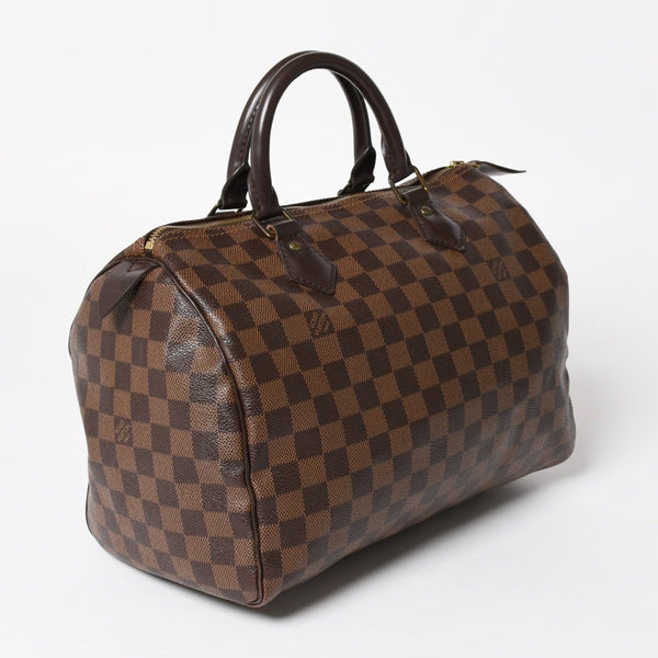 極美品 LOUIS VUITTON ルイヴィトン スピーディ30 ハンドバッグ ダミエキャンバス N41531 ゴールド金具 ブラウン 中古 4a005241