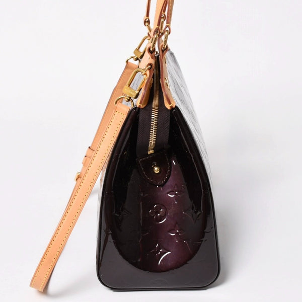 極美品 LOUIS VUITTON ルイヴィトン モノグラムヴェルニ ブレアMM M91619 2WAY ハンドバッグ アマラント ゴールド金具 中古 4a005248