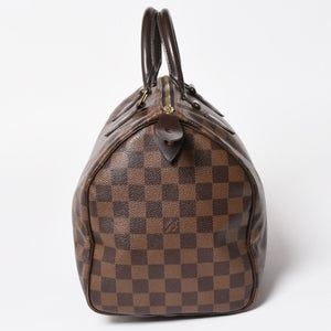 極美品 LOUIS VUITTON ルイヴィトン スピーディ30 ハンドバッグ ダミエキャンバス N41531 ゴールド金具 ブラウン 中古 4a005241