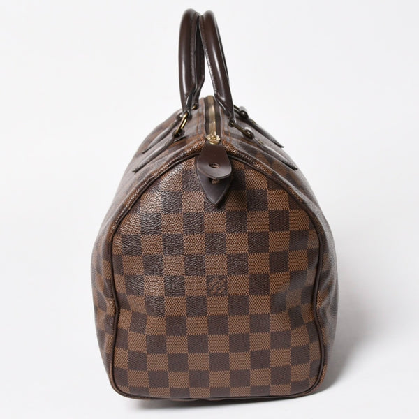 極美品 LOUIS VUITTON ルイヴィトン スピーディ30 ハンドバッグ ダミエキャンバス N41531 ゴールド金具 ブラウン 中古 4a005241