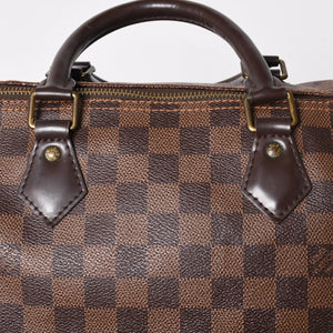 極美品 LOUIS VUITTON ルイヴィトン スピーディ30 ハンドバッグ ダミエキャンバス N41531 ゴールド金具 ブラウン 中古 4a005241