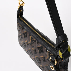 LOUIS VUITTON ルイヴィトン モノグラムスパンコール ポシェットアクセソワール ショルダーバッグ M26473 ブラック ブラウン ゴールド金具 美品 中古 4a004863